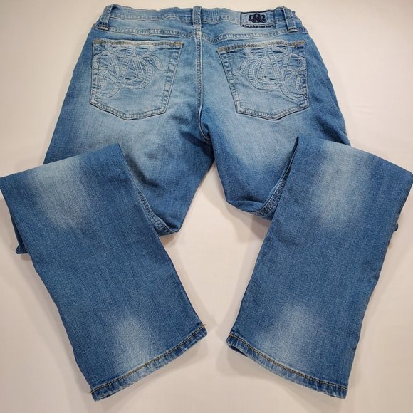 Rock and Republic Jeans Mens 34x32 Blue Denim Slim Straight Stretch Faded Grunge - Picture 10 of 16